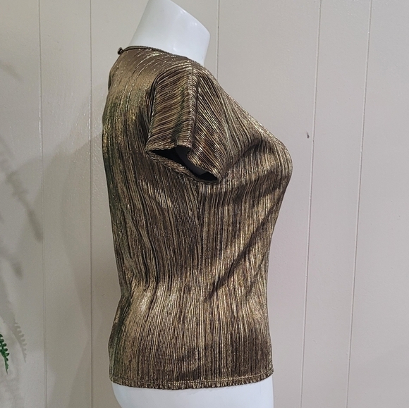 Elementz Gold Metallic Women's Blouse Sz M - Picture 6 of 9
